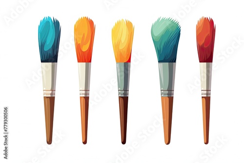 set of paint brush vector in white background, Colorful brush set vector illustration in blank background