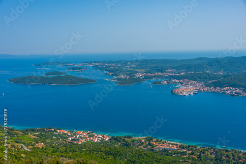 Wallpaper Mural Korcula island viewed from Sveti Ilija mountain at Peljesac peninsula in Croatia Torontodigital.ca