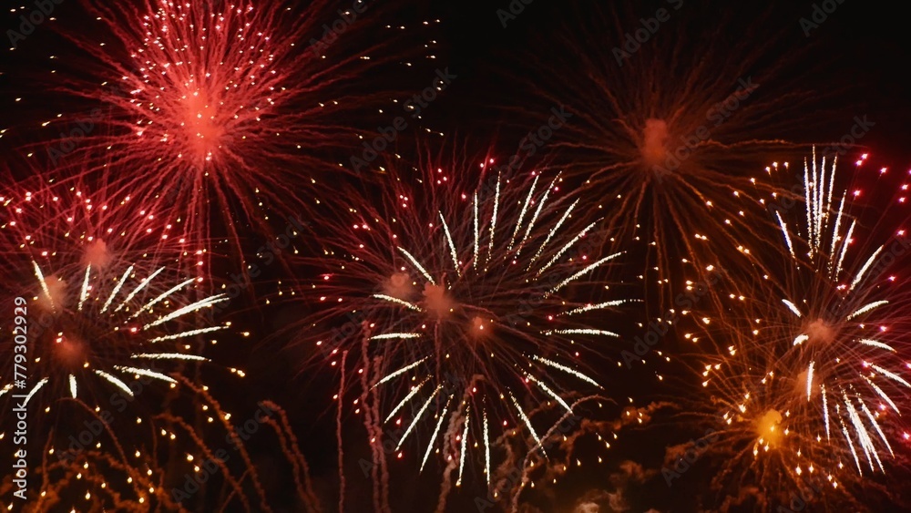 Red Firework celebrate anniversary happy new year 2024, 4th of july holiday festival. red firework in night time celebrate national holiday. Countdown to new year 2025 festival party time event Red Firework celebrate anniversary happy new year 2024, 4th of july holiday festival. red firework in night time celebrate national holiday. Countdown to new year 2025 festival party time event