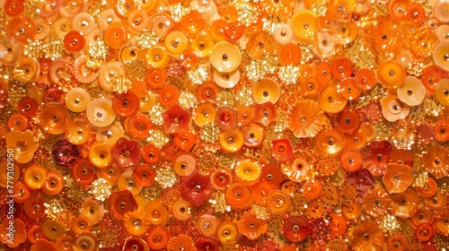 A panel with beautiful little orange sequins