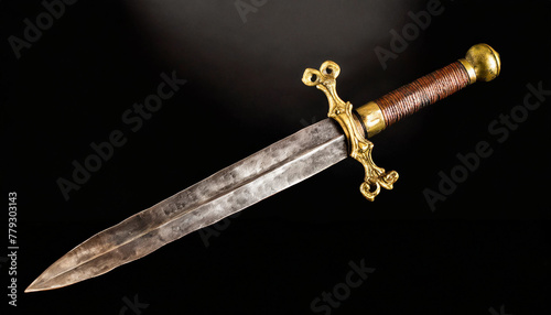 sword, metal, tattered, ancient, religious, old, excavated, historical, antique, black background, close-up