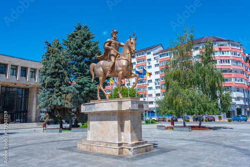 Statue of Mihai Viteazul in Romanian town Targoviste photo