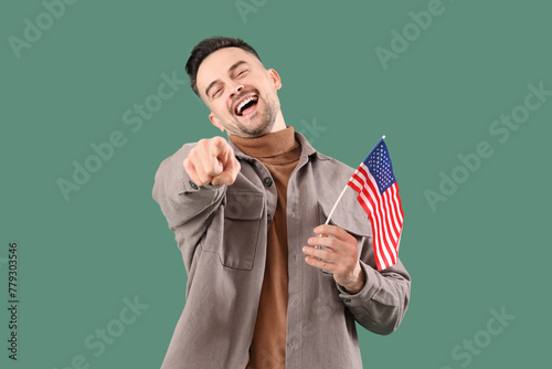 Laughing young man with USA...