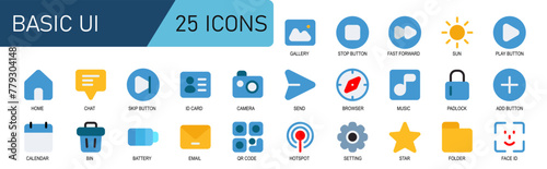 Wallpaper Mural ui icon collection .flat style.contains browser,music,key,add button,plus,calendar. Torontodigital.ca