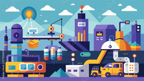 A busy assembly line showcases a multitude of hightech machinery and equipment signifying the rapid pace of digital adoption and its impact on