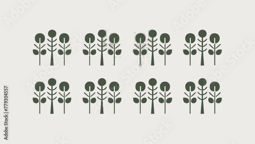  Flat Design Illustration: Tree Vector Collection on White Background