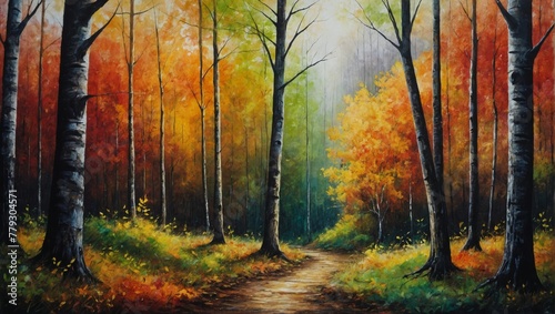 autumn forest landscape  Watercolor