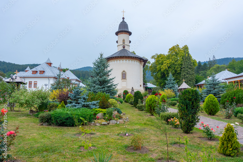 Varatec monastery during a cloudy day in Romania
