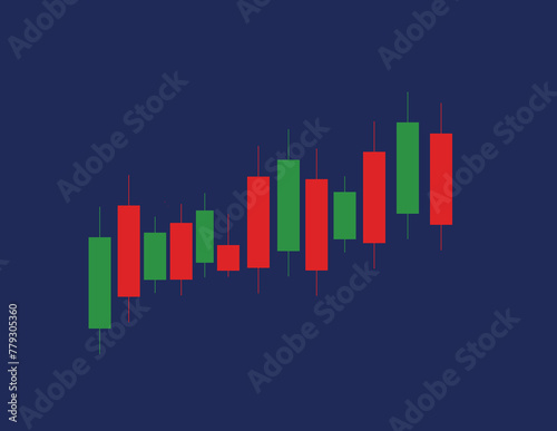  Black background with red and green candlesticks representing stock market. 