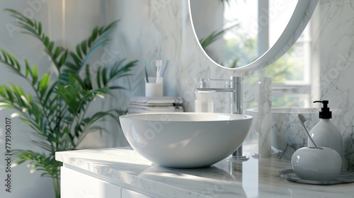White sink background with modern bathroom interior