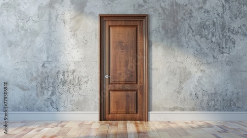 AI generated image of wooden door with room wall