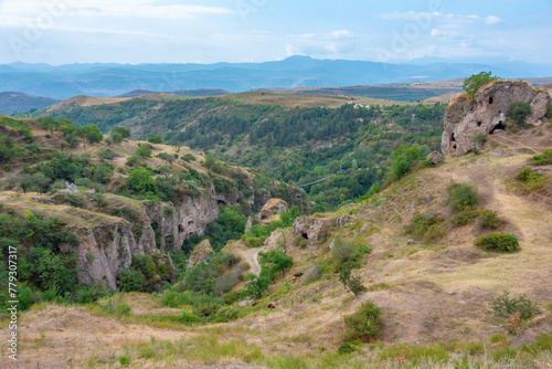 Old Khndzoresk abandoned cave town in Armenia photo