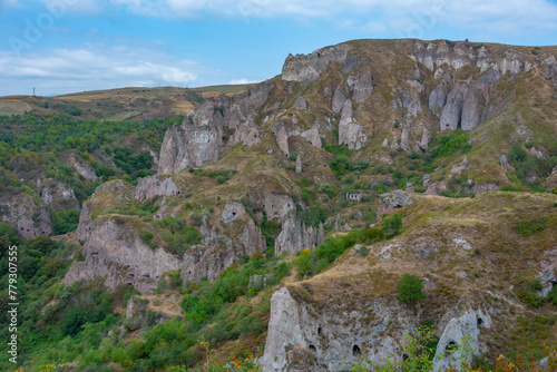 Old Khndzoresk abandoned cave town in Armenia