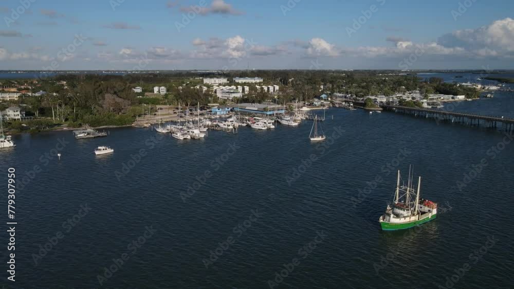 Aerial view of Marina with boats and restaurants in Florida Aerial view of Marina with boats and restaurants in Florida