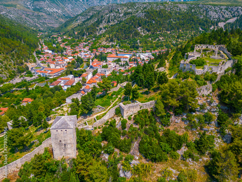 Panorama view of the old and new town of Stolac in Bosnia and Herzegovina photo