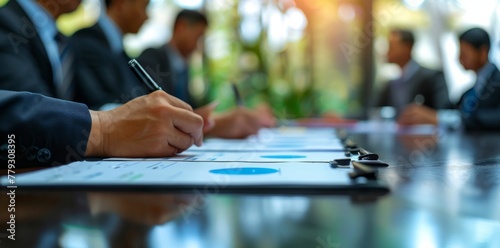businesspeople working in office, team meeting cooperation, signing cooperation agreement, cooperation success