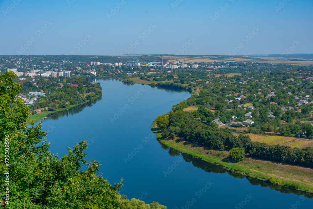 Fototapeta premium Panorama view of Dniester river between Moldova and Ukraine