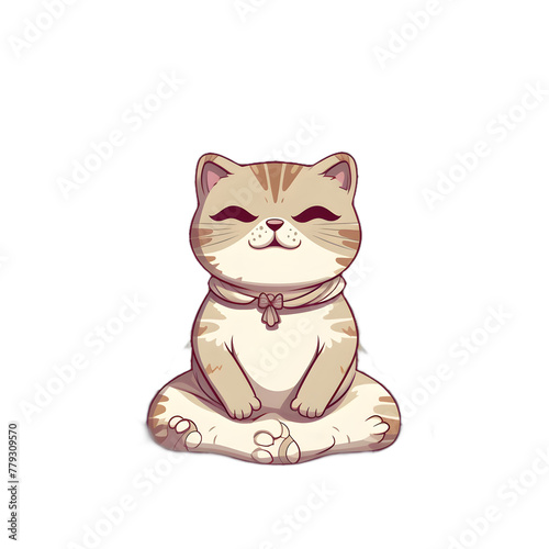 Zen Cat Meditating Among Flowers and Sunshine. - png isolated on transparent background
