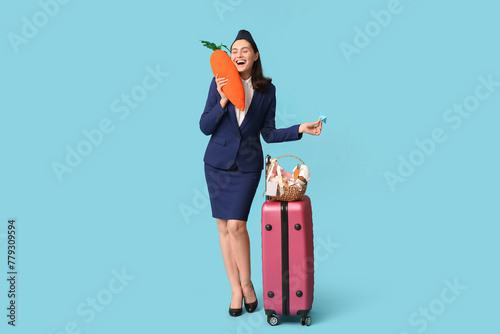 Happy stewardess with paper...