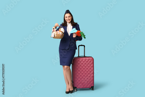 Happy stewardess with paper...