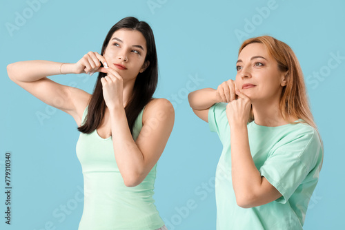 Beautiful women doing face ...