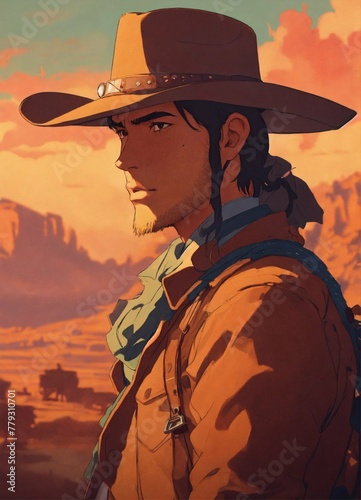 cowboy on the sunset