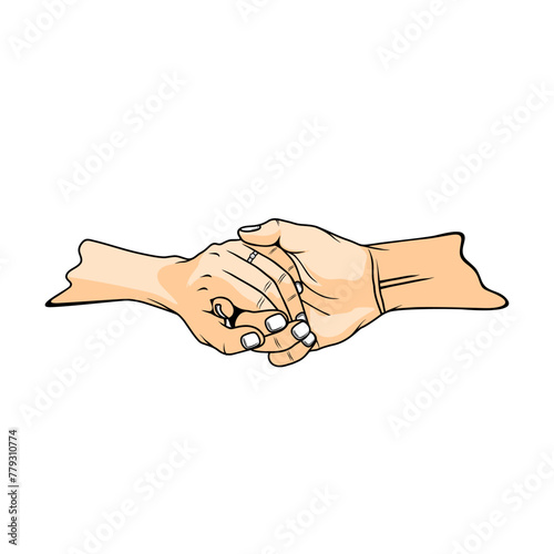 holding your partner's hand romantically vector illustration