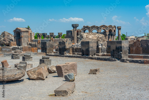 Ruins of the Zvartnots cathedral in Armenia photo