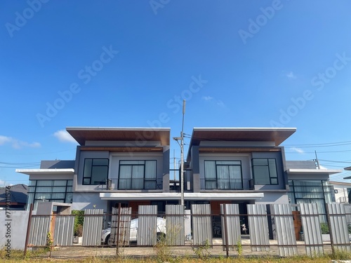 house with blue sky in morning