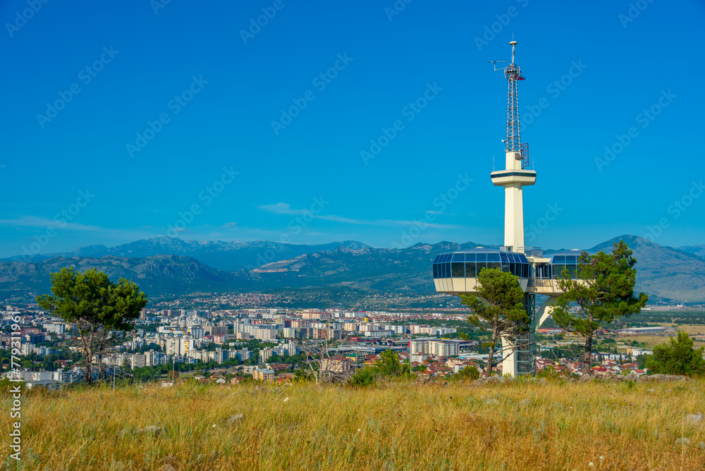 TV tower at Dajbabska gora overlooking Podgorica in Montenegro TV tower at Dajbabska gora overlooking Podgorica in Montenegro
