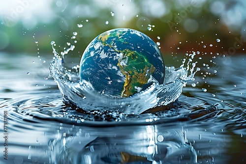 Water conservation and global environmental preservation. Concepts of Earth  Globe  Ecology  Nature  and Planet