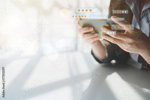 Rating the store after using the service, giving opinions and recommendations to the store after using the service, rating satisfaction in using the service. Online store review ideas.
