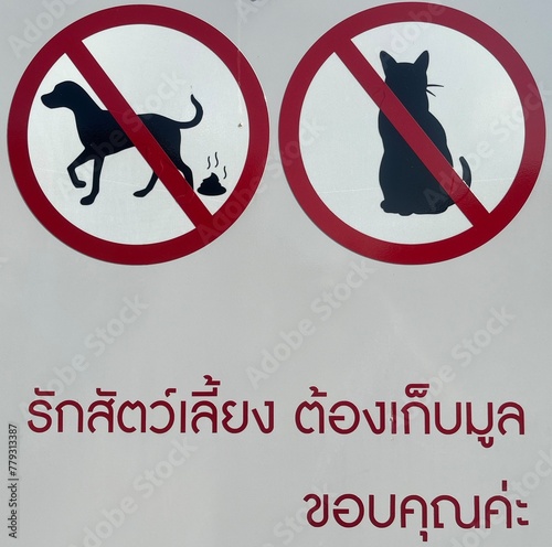 Sign warning to collect cat and dog poop in village