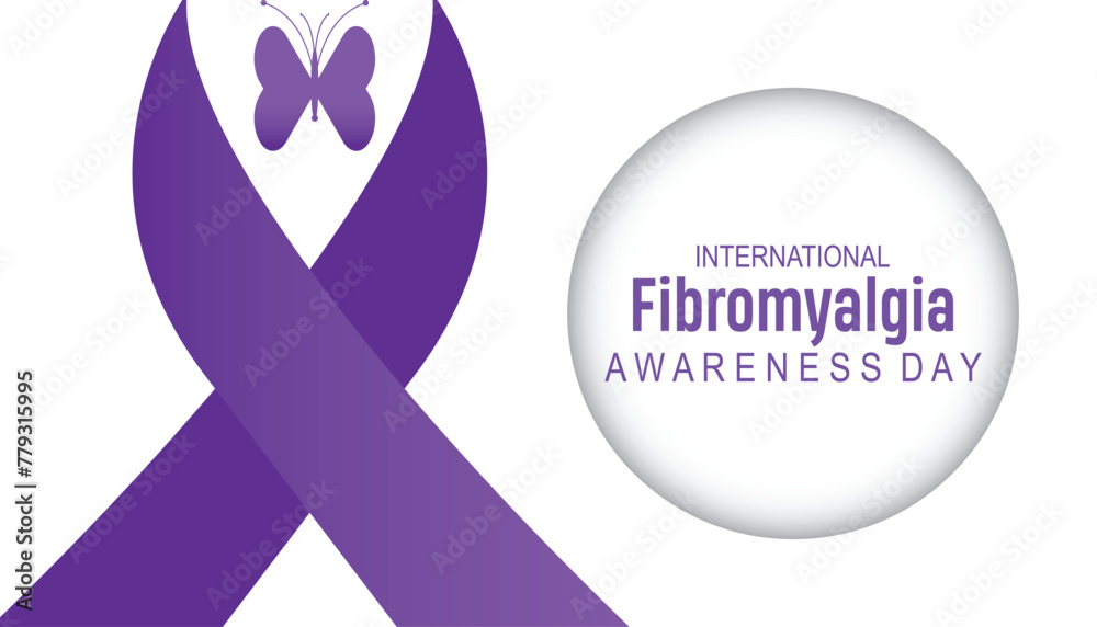 Fototapeta premium Fibromyalgia International Awareness Day observed every year in May. Template for background, banner, card, poster with text inscription.