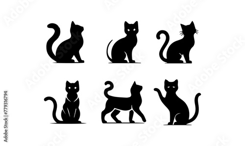 cat silhouttes set