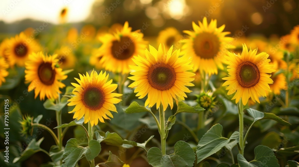 A lush field of tall vibrant yellow sunflowers symbolizing the harmony between plantbased biofuels and the environment. . A lush field of tall vibrant yellow sunflowers symbolizing the harmony between plantbased biofuels and the environment. .