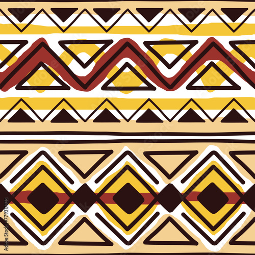Seamless pattern, ethnic background, hand drawing, vector design