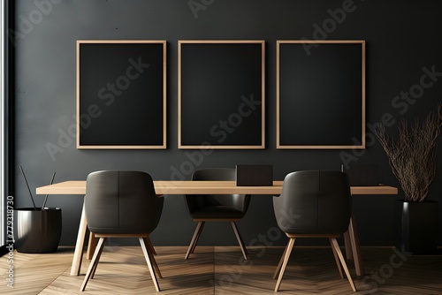 High level meeting of excutive room is decorated with stylish table and chairs around. Conference room is ready for next level of executive meeting, generated by AI photo