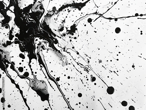 The chaotic beauty of splattered ink on paper