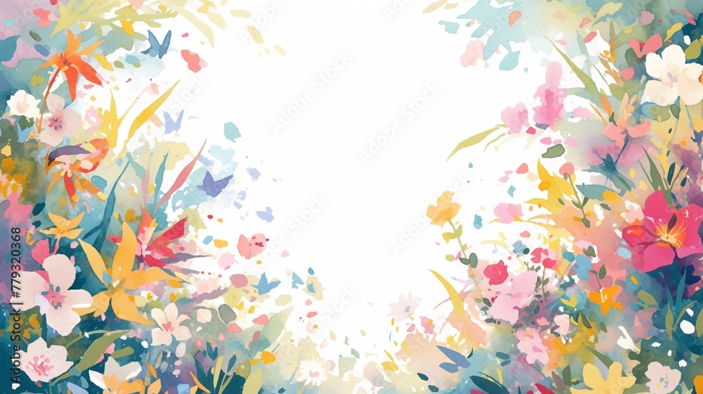 水彩の花の枠、テクスチャー12