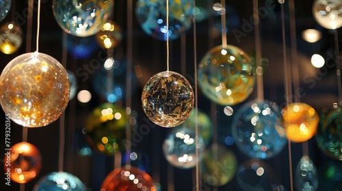 An installation piece made up of suspended glass orbs each containing a different biofuel molecule. As the orbs gently sway they catch and reflect the light creating a mesmerizing .