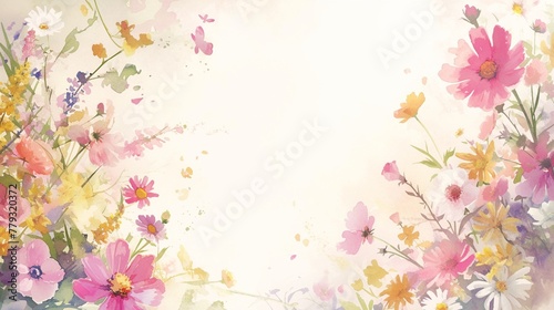 水彩の花の枠、テクスチャー14