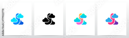 Letter Between Clouds Initial Logo Design J