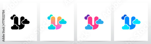 Letter Between Clouds Initial Logo Design U