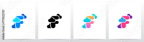 Letter Between Clouds Initial Logo Design F