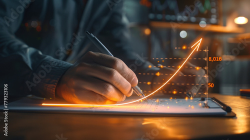 businessman drawing growth curve, growth forecast chart,generative ai