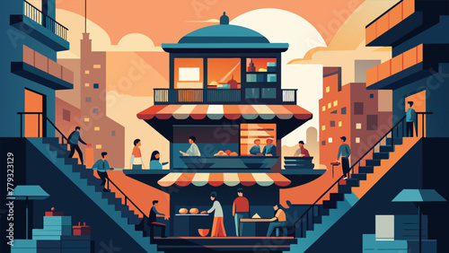 In the heart of the city a hidden food market offers a diverse array of cuisine from around the world. Housed in a multistory building each