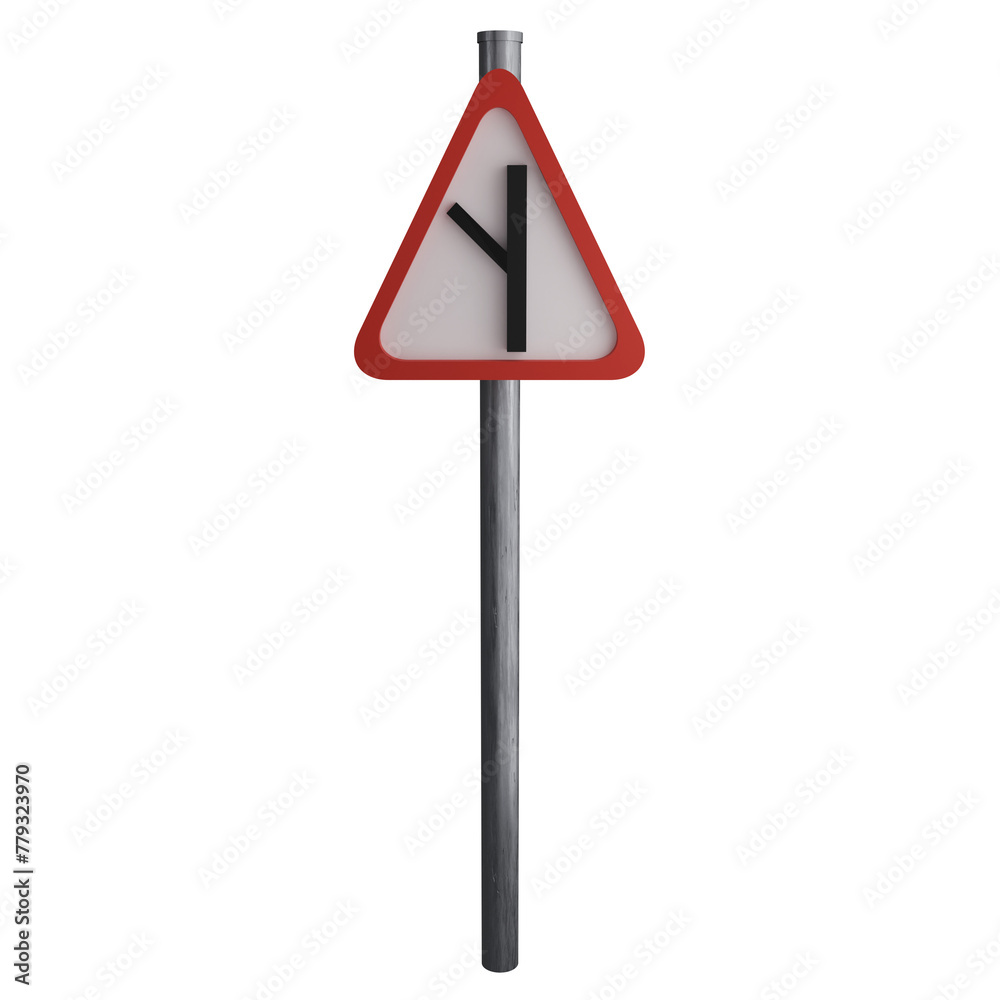 Y-intersection left sign on the road clipart flat design icon isolated on transparent background, 3D render road sign and traffic sign concept Y-intersection left sign on the road clipart flat design icon isolated on transparent background, 3D render road sign and traffic sign concept