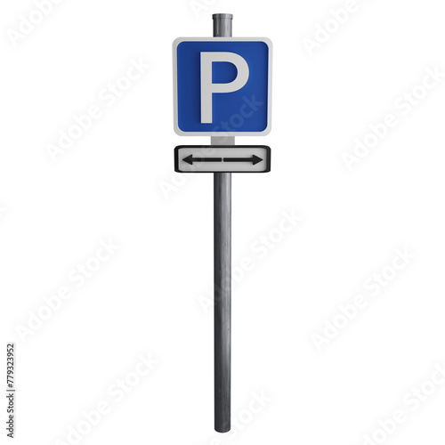Parking both side sign on the road clipart flat design icon isolated on transparent background, 3D render road sign and traffic sign concept