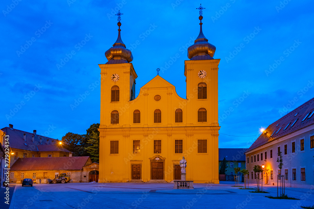 Obraz premium Sunset view of the Church of Saint Michael in Croatian town Osijek